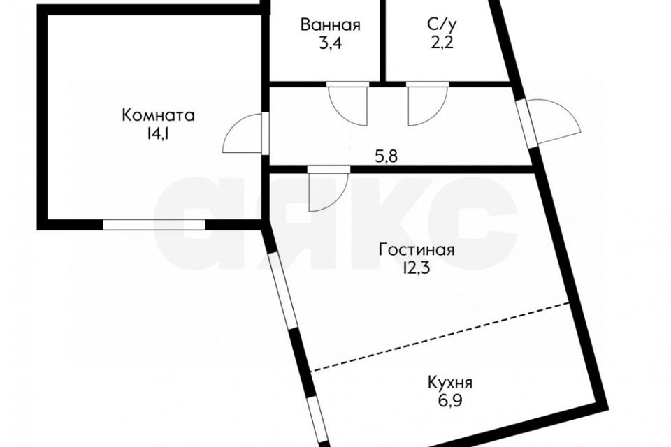 Продаётся 2-комнатная квартира, 45 м²