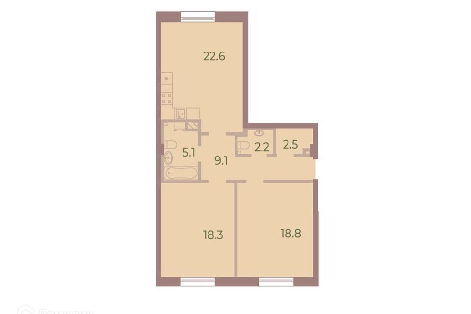 Продаётся 2-комнатная квартира, 78.7 м²