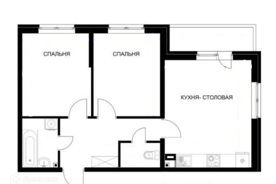 Продаётся 2-комнатная квартира, 53 м²