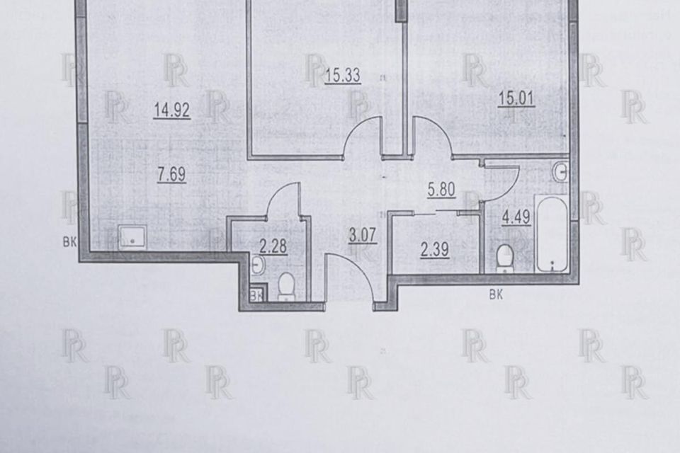 Продаётся 3-комнатная квартира, 70.98 м²