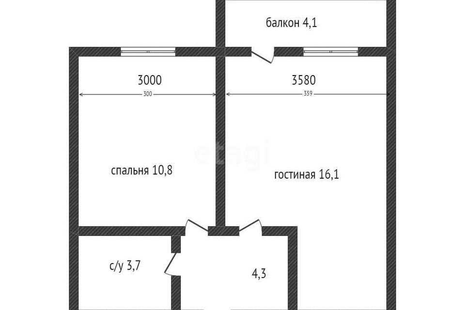 Продаётся 1-комнатная квартира, 35.6 м²