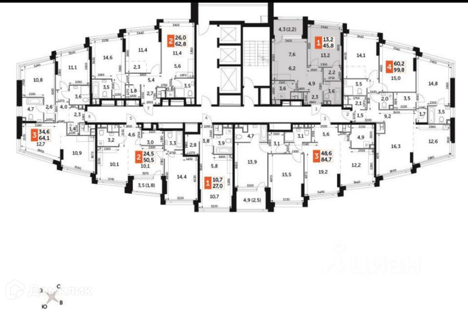 Продаётся 1-комнатная квартира, 45.8 м²