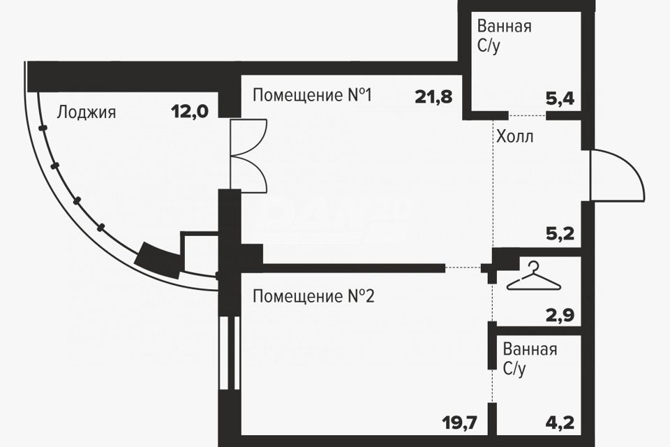 Продаётся 1-комнатная квартира, 59.2 м²