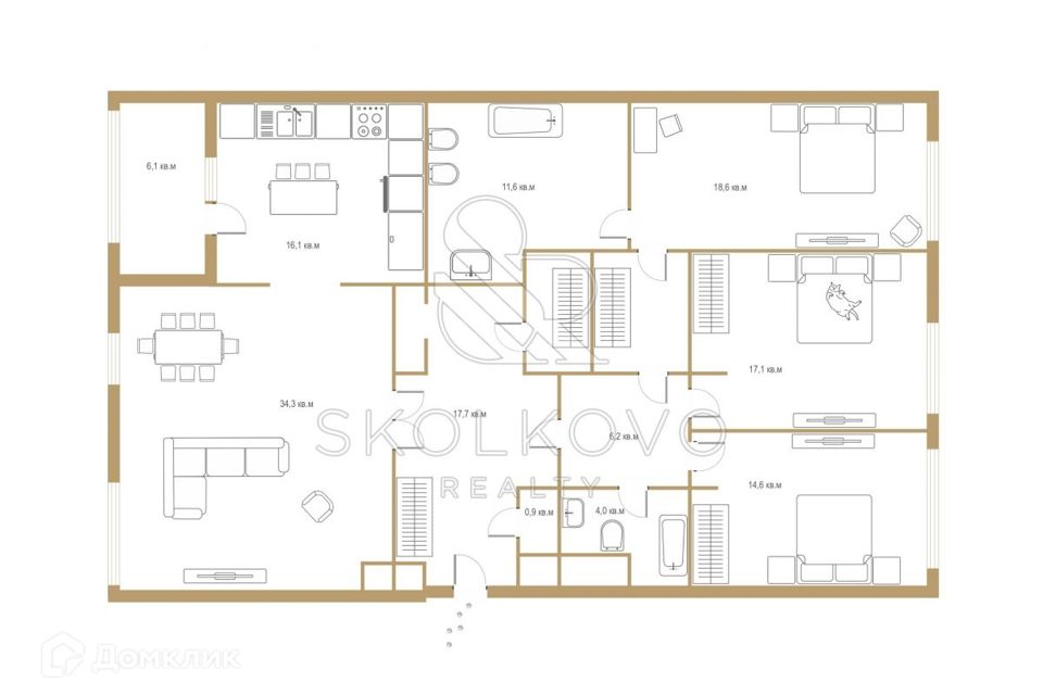 Продаётся 4-комнатная квартира, 157 м²