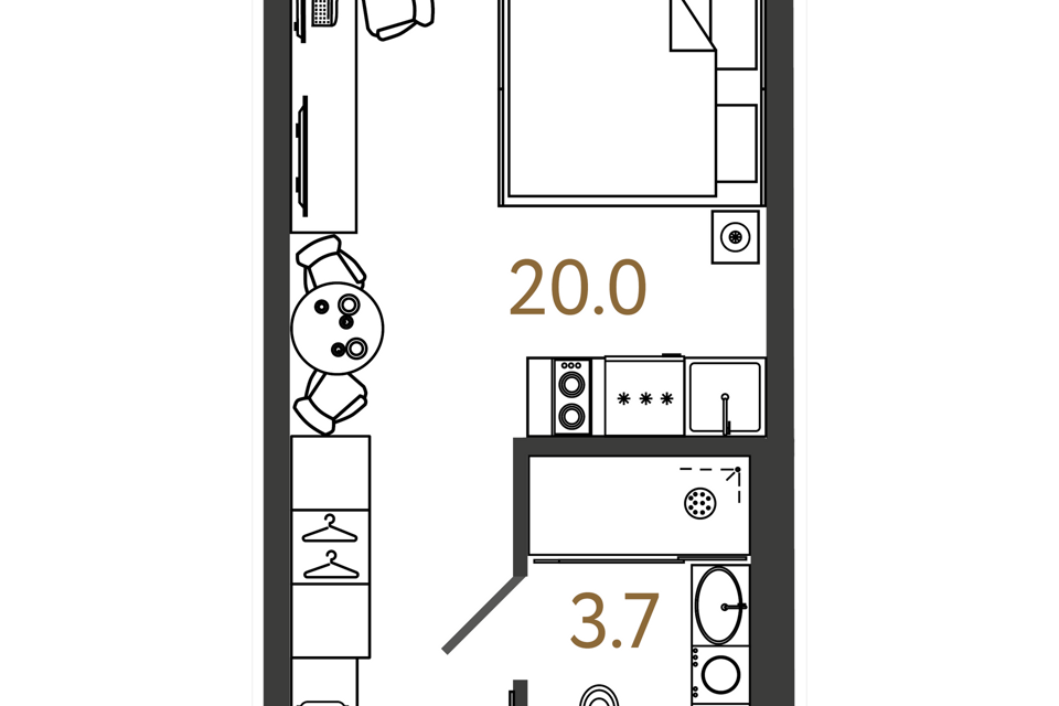 Продаётся студия, 23.7 м²