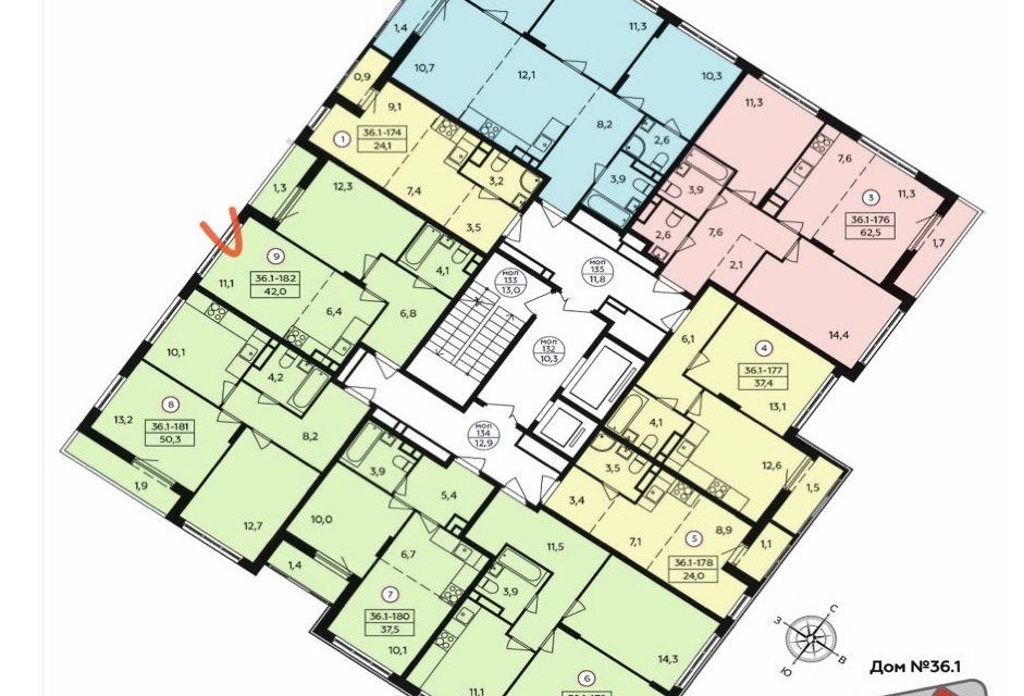 Продаётся 1-комнатная квартира, 42 м²