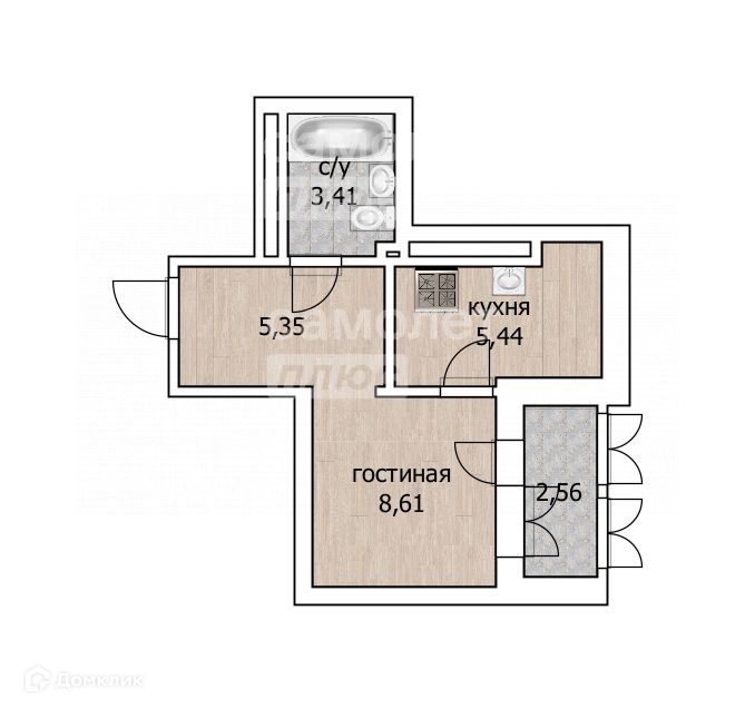 Продаётся 1-комнатная квартира, 24.09 м²