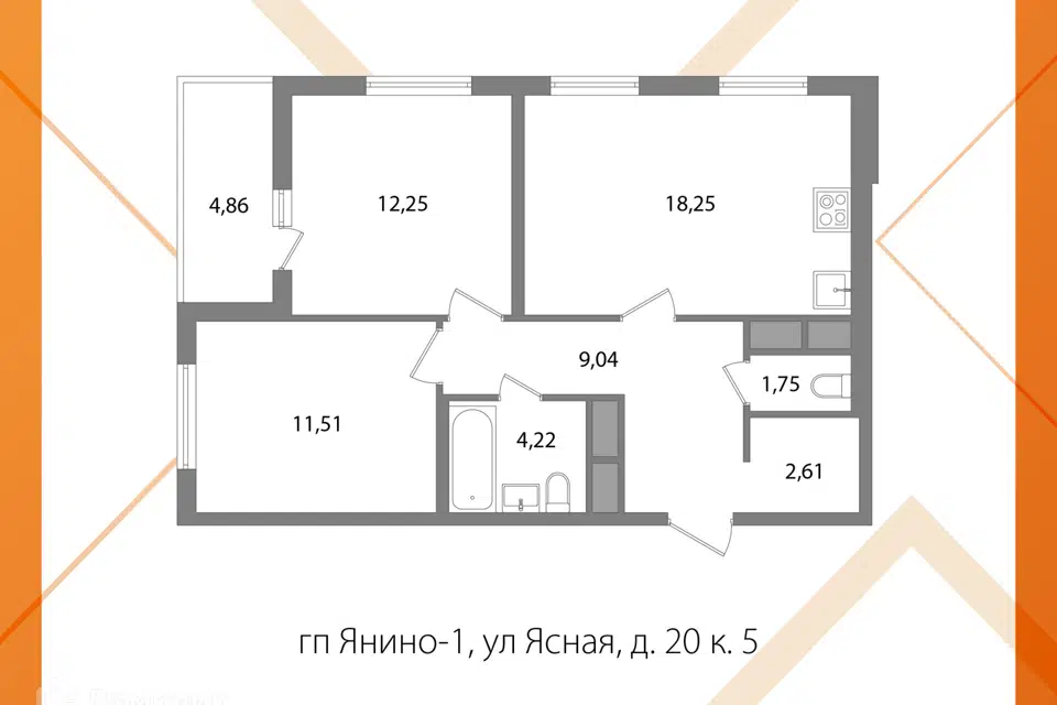 Продаётся 2-комнатная квартира, 58.3 м²