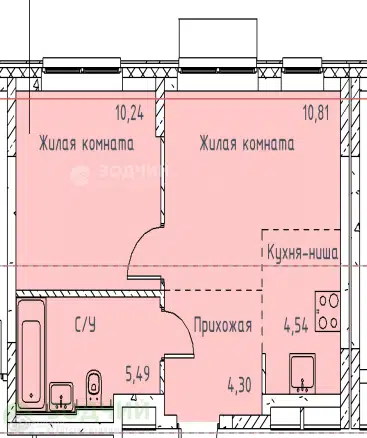 Продаётся 1-комнатная квартира, 35.38 м²