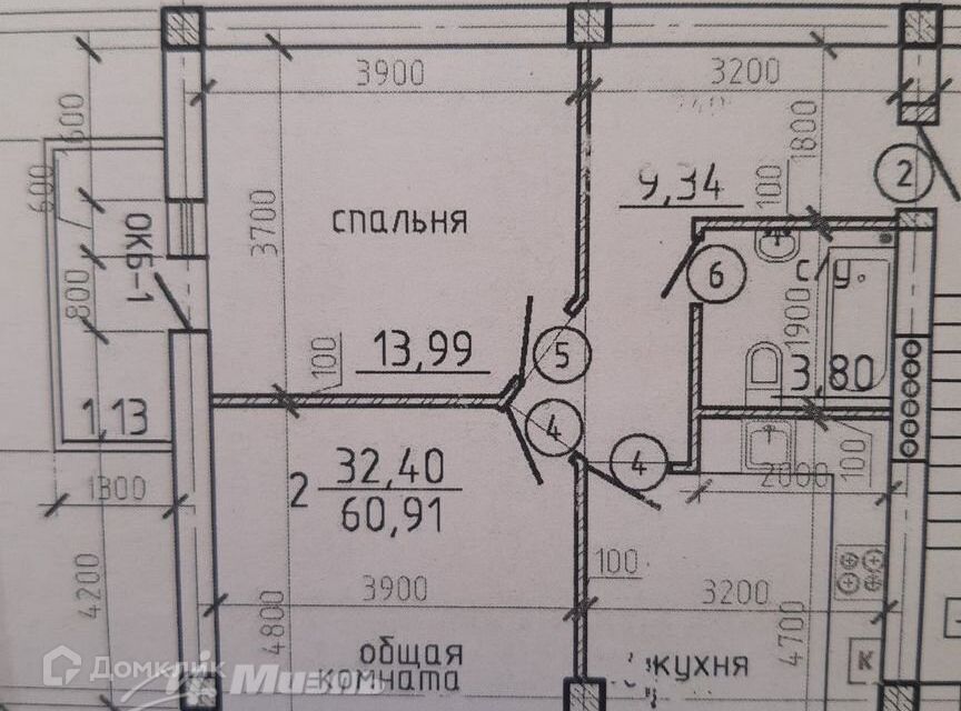 Продаётся 2-комнатная квартира, 62 м²