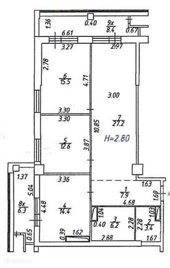 Продаётся 3-комнатная квартира, 100 м²