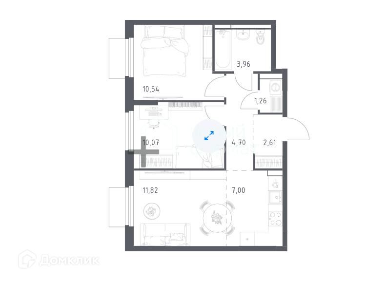 Продаётся 2-комнатная квартира, 51 м²