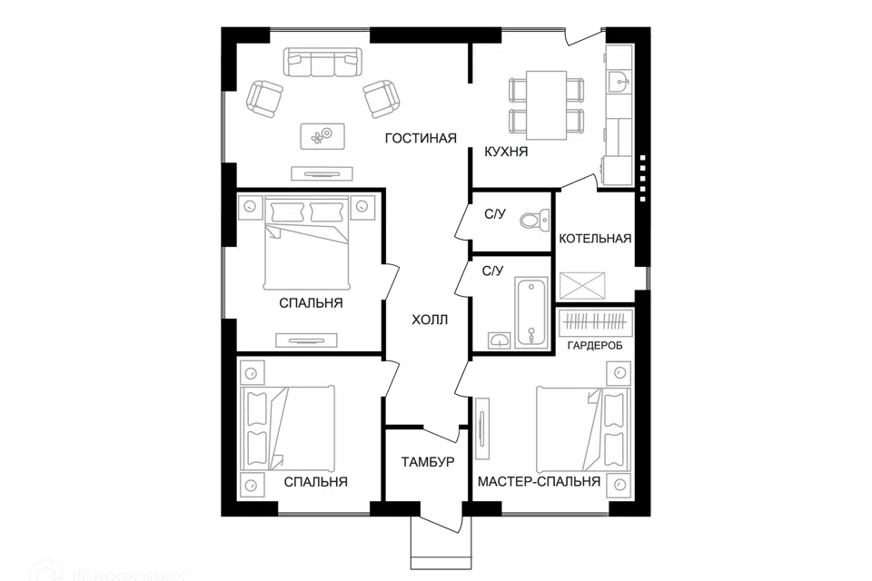 Продаётся 1-этажный дом, 109 м²