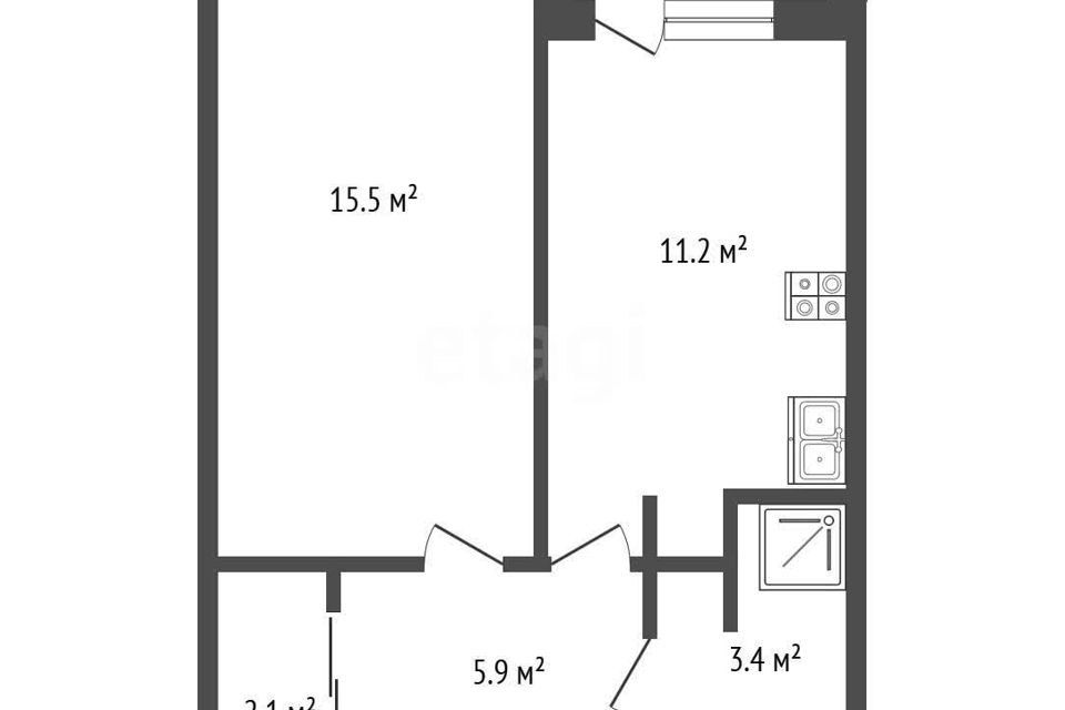 Продаётся 1-комнатная квартира, 38.7 м²