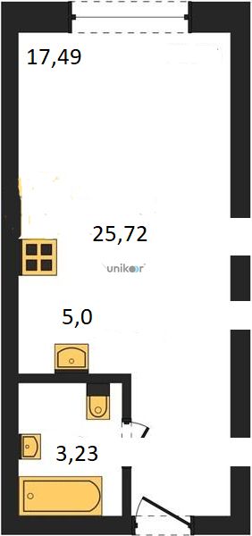 Продаётся 1-комнатная квартира, 25.7 м²