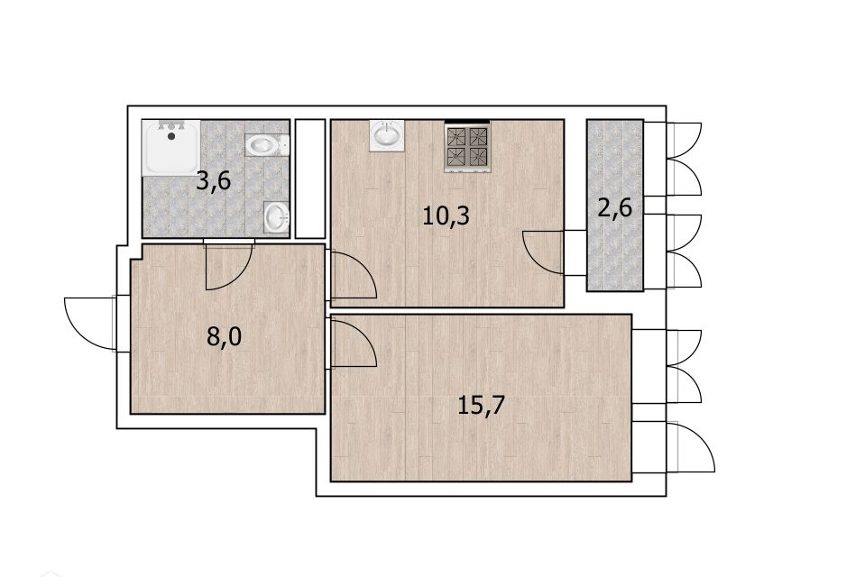 Продаётся 1-комнатная квартира, 38.9 м²