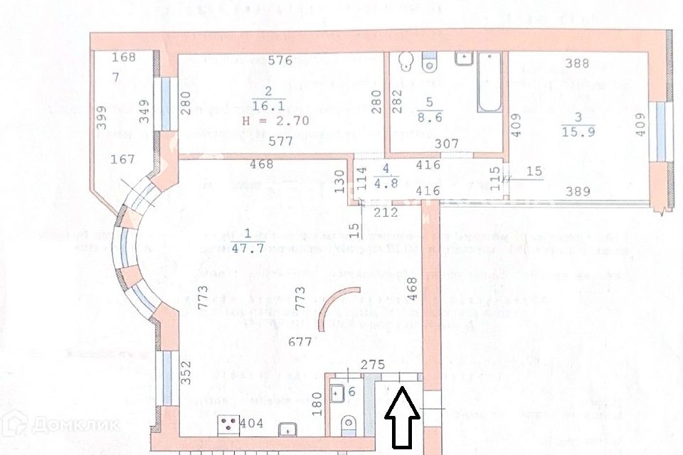 Продаётся 3-комнатная квартира, 94.7 м²