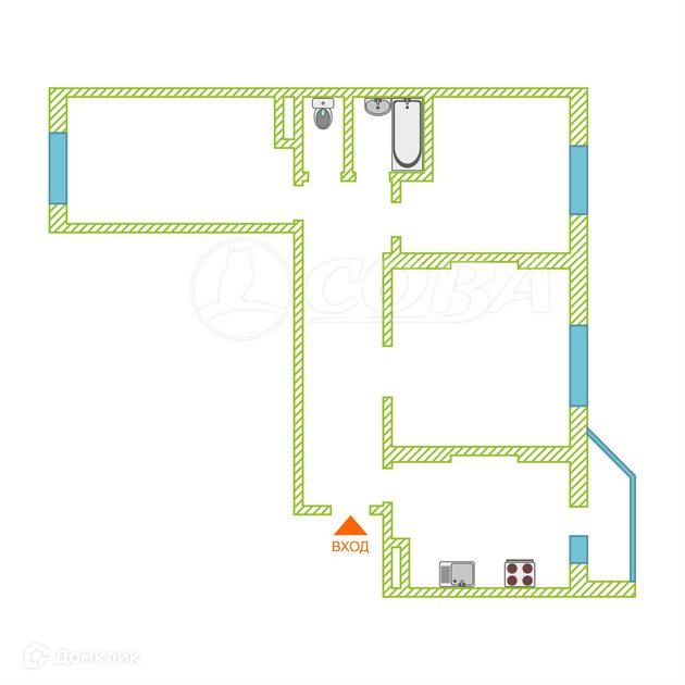Продаётся 3-комнатная квартира, 72.3 м²