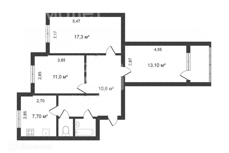 Продаётся 3-комнатная квартира, 67 м²
