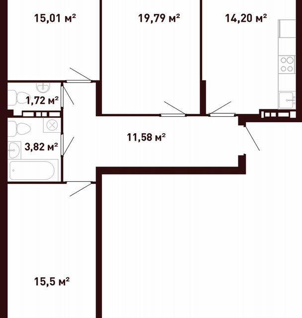 Продаётся 3-комнатная квартира, 83.7 м²