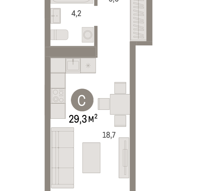 Продаётся студия, 29.3 м²