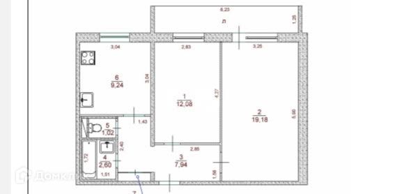 Продаётся 2-комнатная квартира, 52.7 м²