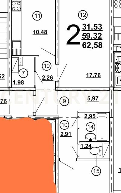 Продаётся 2-комнатная квартира, 63 м²