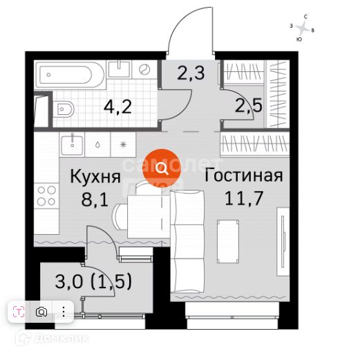 Продаётся студия, 27 м²