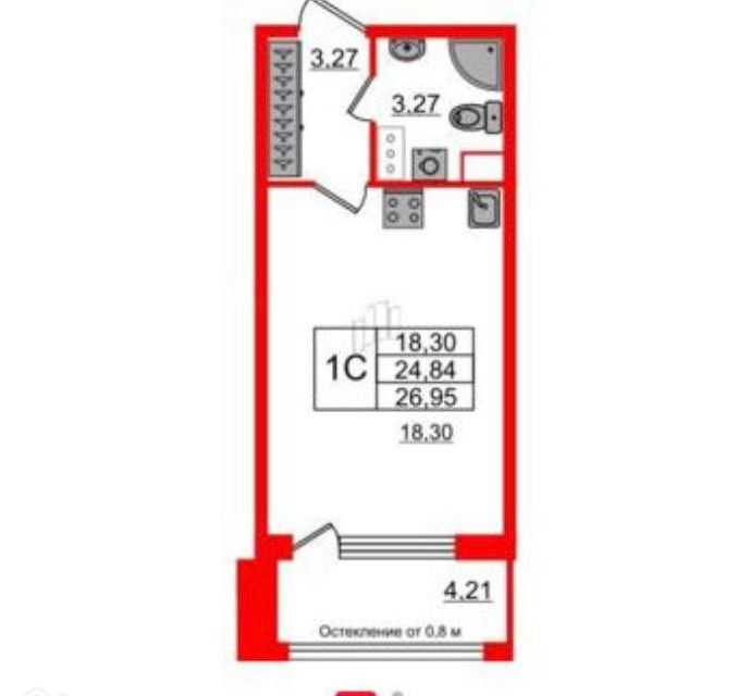 Продаётся студия, 26.95 м²