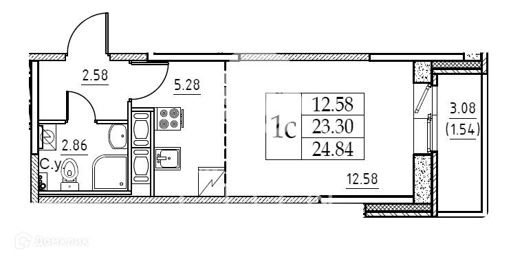 Продаётся студия, 23.3 м²