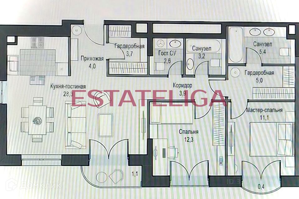 Продаётся 3-комнатная квартира, 82.2 м²