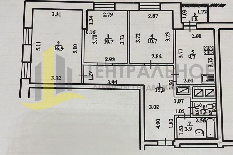 Продаётся 3-комнатная квартира, 69.9 м²