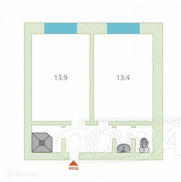 Продаётся 2-комнатная квартира, 40 м²