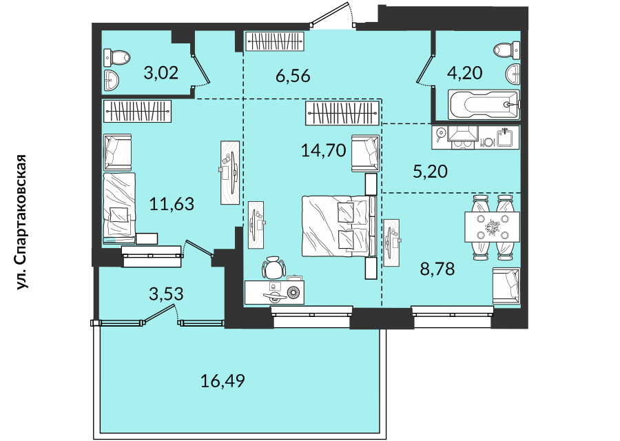 Продаётся 3-комнатная квартира, 79.14 м²