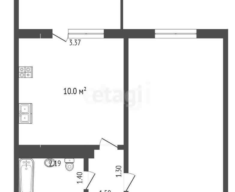 Продаётся 1-комнатная квартира, 37.9 м²