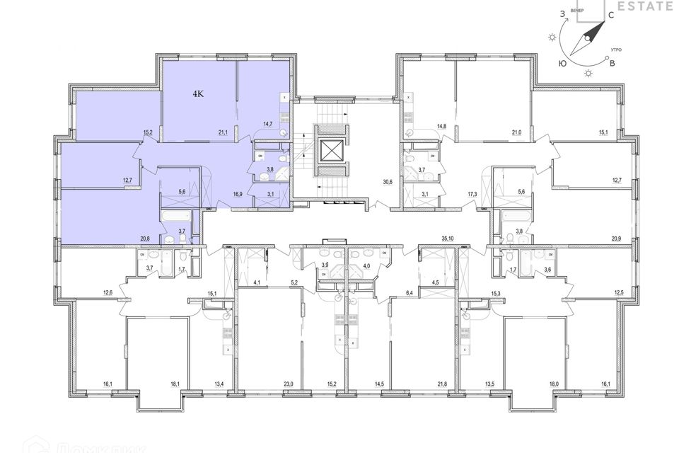 Продаётся 4-комнатная квартира, 117.4 м²