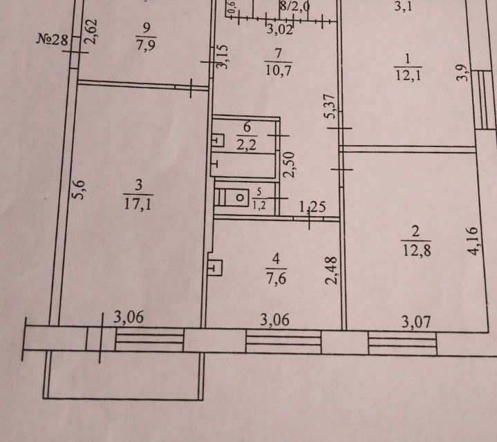 Продаётся 3-комнатная квартира, 63 м²