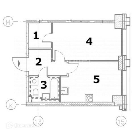 Продаётся 1-комнатная квартира, 43.8 м²