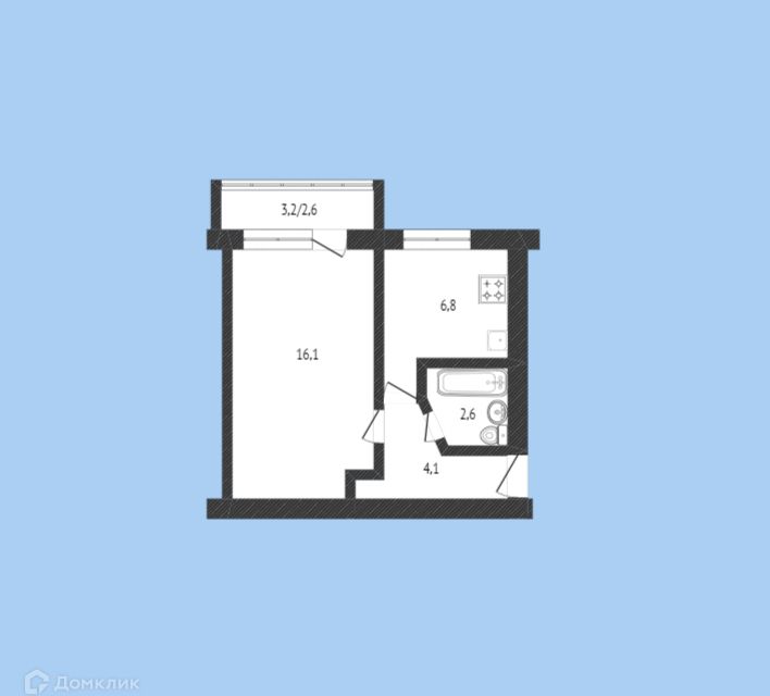 Продаётся 1-комнатная квартира, 32.5 м²