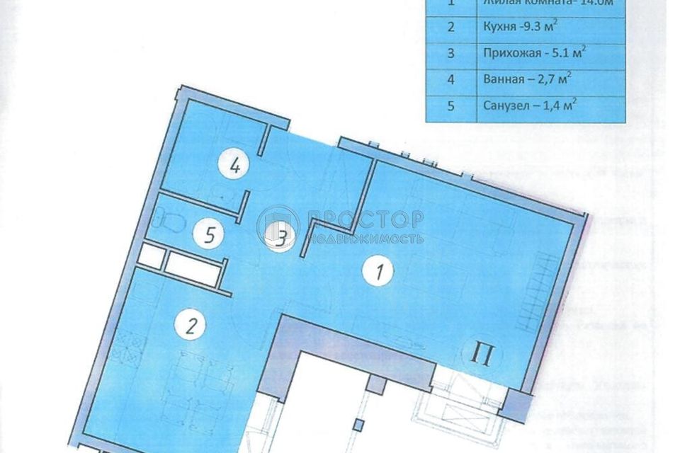 Продаётся 1-комнатная квартира, 32.1 м²