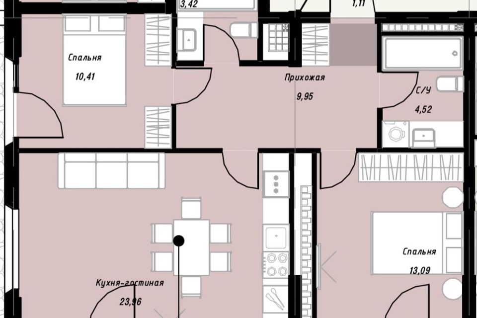 Продаётся 2-комнатная квартира, 63 м²