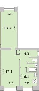 Продаётся 2-комнатная квартира, 43 м²