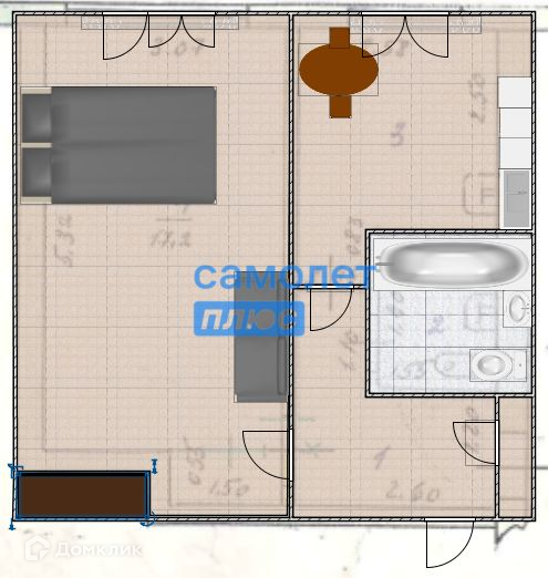 Продаётся 1-комнатная квартира, 30.8 м²