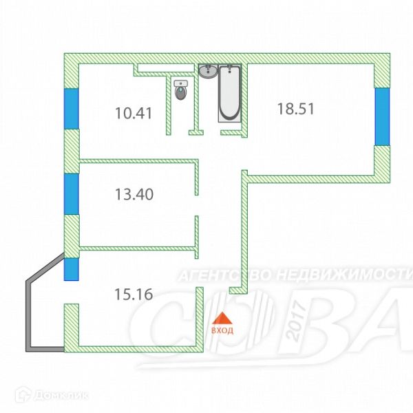 Продаётся 3-комнатная квартира, 74 м²