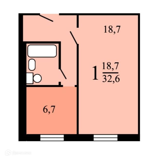 Сдаётся 1-комнатная квартира, 32.6 м²
