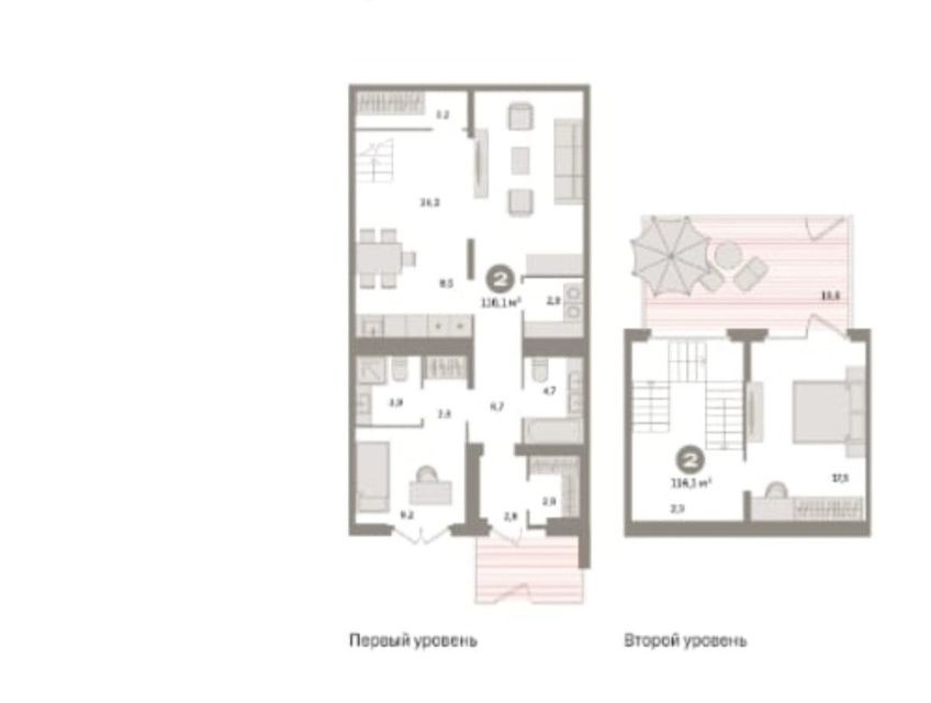 Продаётся 2-комнатная квартира, 116.06 м²