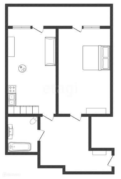 Продаётся 1-комнатная квартира, 49.6 м²