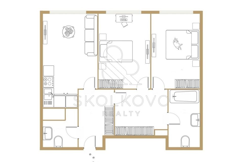 Продаётся 3-комнатная квартира, 69.8 м²