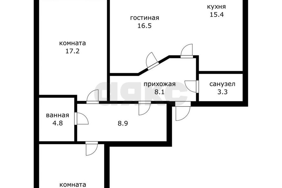 Продаётся 3-комнатная квартира, 91.8 м²