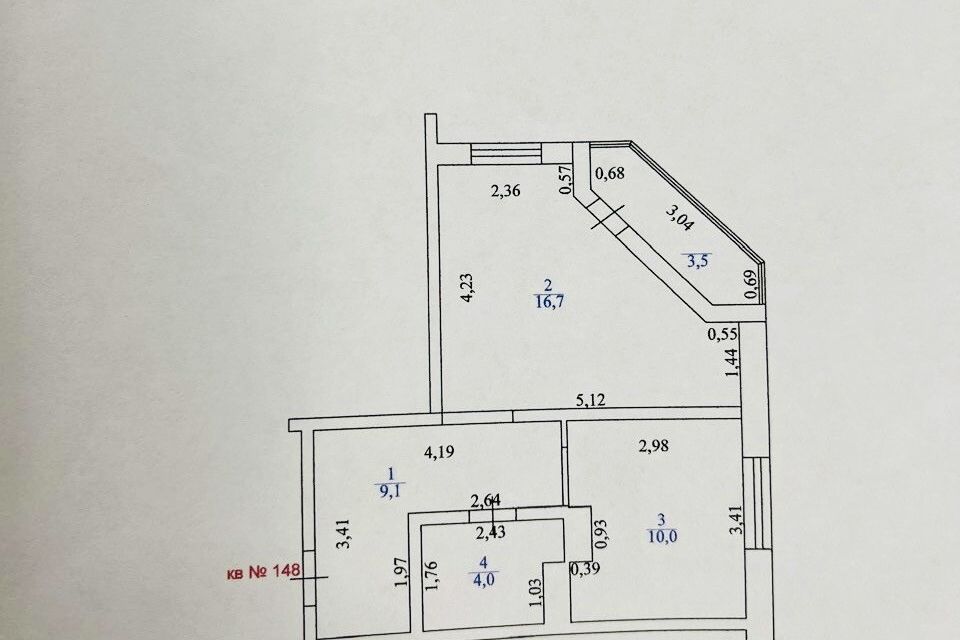 Продаётся 1-комнатная квартира, 39.8 м²